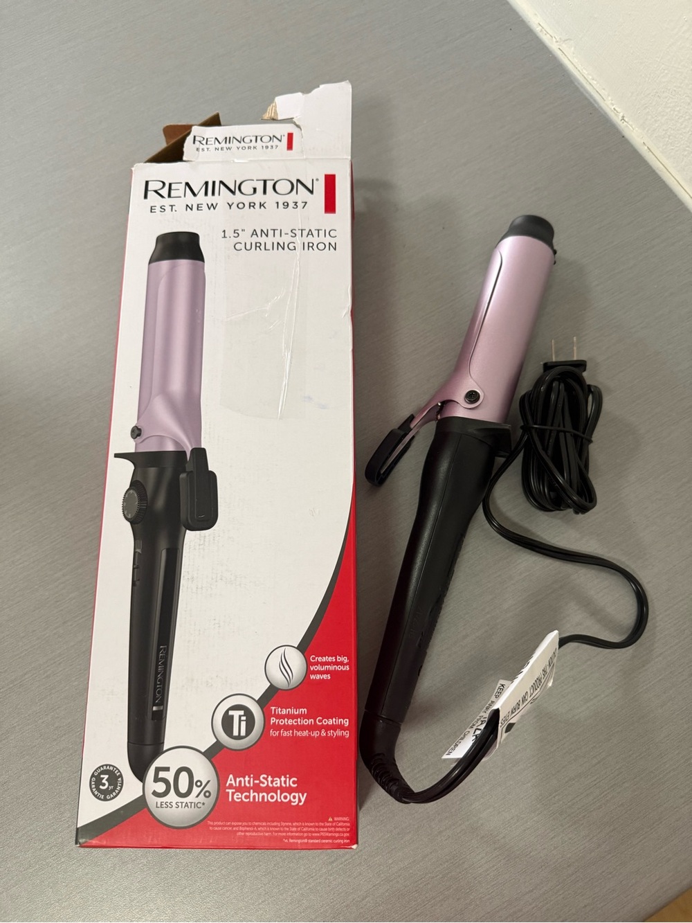 Remington 1.5” Anti-Static Curling Iron – Ooen Box, Damaged Box